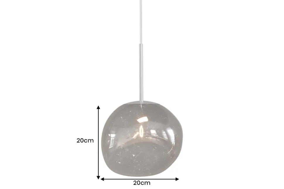 Runde Hängelampe LIQUID DIAMOND 20cm smoke Glas Stahl Kugelleuchte