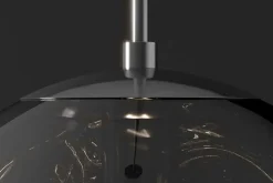 Runde Hängelampe LIQUID DIAMOND 20cm smoke Glas Stahl Kugelleuchte