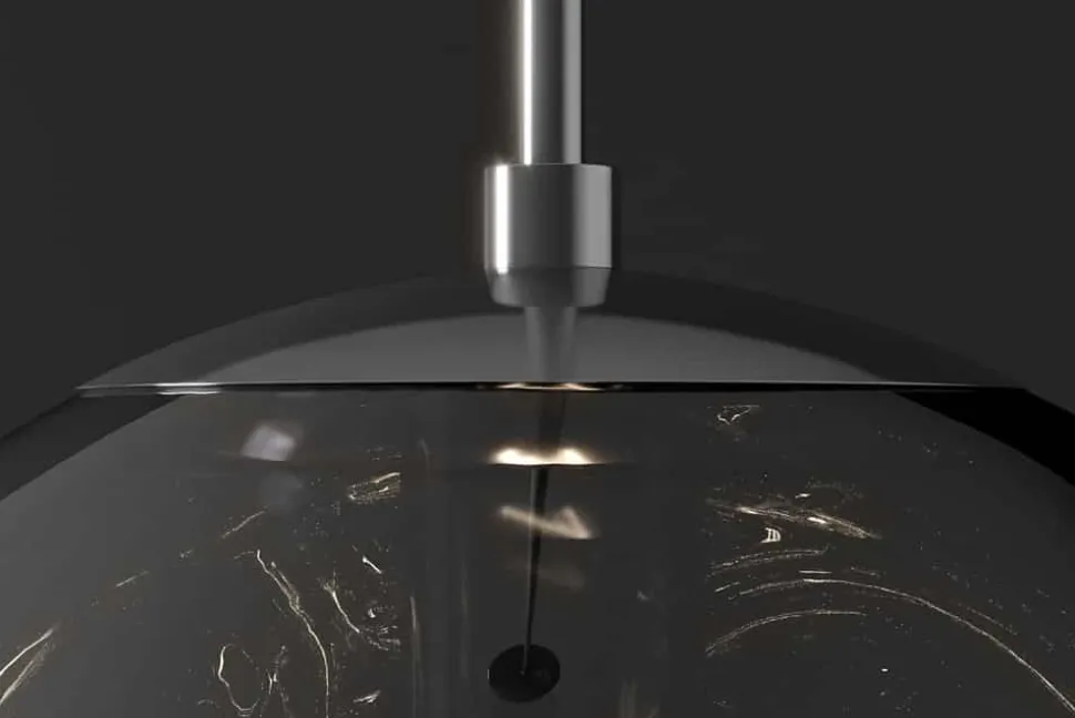 Runde Hängelampe LIQUID DIAMOND 20cm smoke Glas Stahl Kugelleuchte
