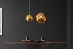 Runde Hängelampe LIQUID DIAMOND 35cm gold Glas Stahl Kugelleuchte