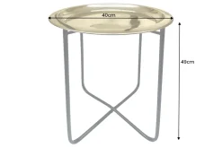 Runder Beistelltisch CASABLANCA 50cm messing gold schwarz Tablett abnehmbar klappbar