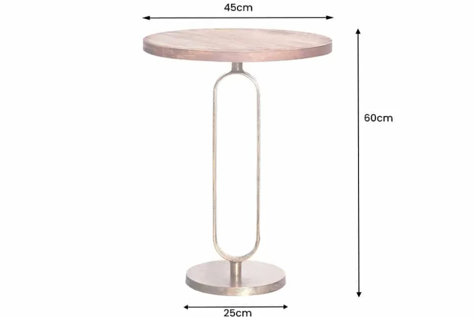 Runder Beistelltisch ELEGANCE 60cm messing Mangoholz Metall Aluminium massiv handmade