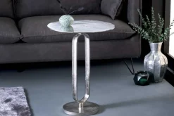 Runder Beistelltisch ELEGANCE 60cm silber Metall Aluminium handmade