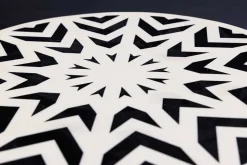 Runder Beistelltisch HARMONY NATURE 45cm weiß schwarz Mosaik Kunsthandwerk