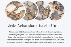 Runder Beistelltisch NOBLE I 35cm Edelstein Achat klappbar goldenes Metallgestell