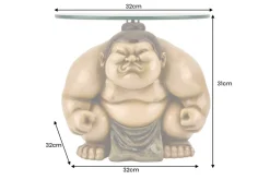 Runder Beistelltisch SUMO 30cm natur beige Skulptur handmade