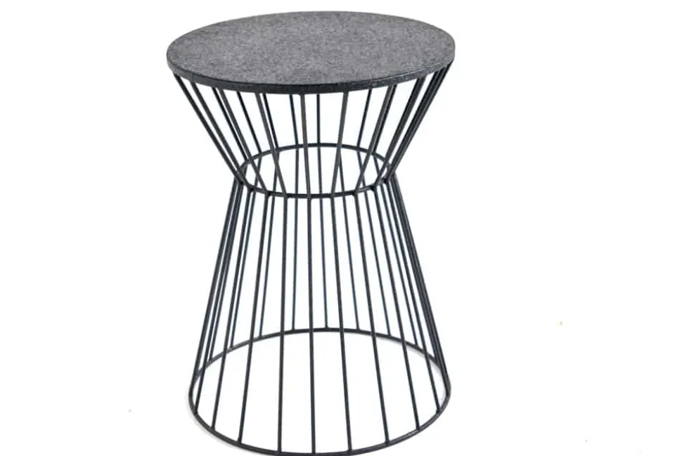 Runder Beistelltisch VARIATION 45cm schwarz Metallgestell Eisen handmade