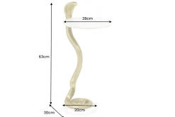 Runder Beistelltisch WILDLIFE COBRA 65cm gold weiß Marmor Schlangen-Skulptur handmade