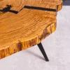Runder Couchtisch ARBOR 65cm natur Eiche Massivholz schwarz Metall Beistelltisch