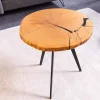 Runder Couchtisch ARBOR 55cm natur Eiche Massivholz schwarz Metall Beistelltisch