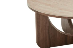 Runder Couchtisch ENSO 80cm champagner greige Travertin Keramik Walnussholz