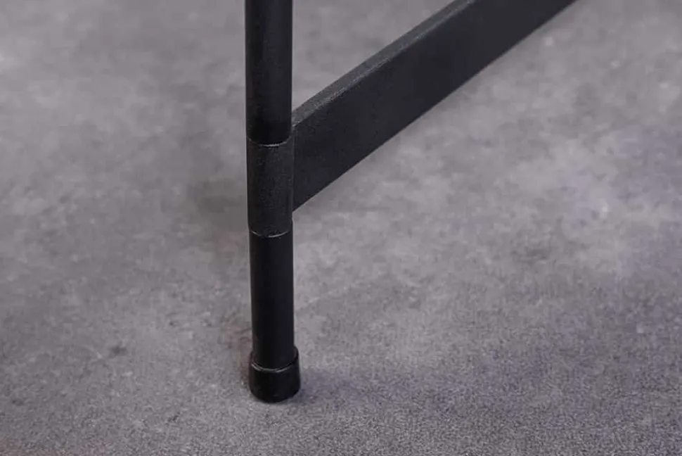 Runder Couchtisch FUSION 50cm Baumscheibe Eiche schwarz Metall Beistelltisch