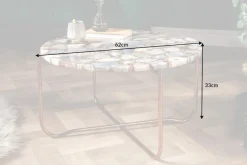 Runder Couchtisch NOBLE 65cm Edelstein Achat abnehmbare Tischplatte goldenes Metallgestell