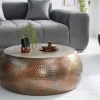 Runder Couchtisch ORIENT 80cm kupfer geflammt Metall Hammerschlag Design handmade