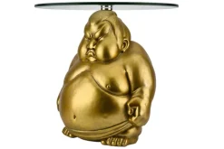 Runder Couchtisch SUMO 55cm gold Skulptur handmade