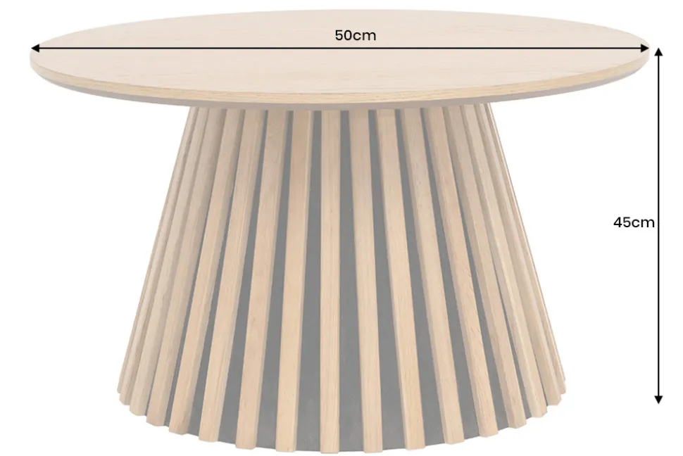Runder Couchtisch VALHALLA WOOD 50cm natur Eichenholz Säulenfuß