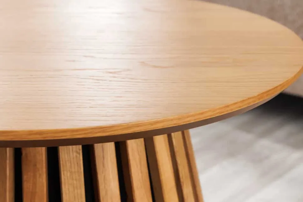 Runder Couchtisch VALHALLA WOOD 50cm natur Eichenholz Säulenfuß