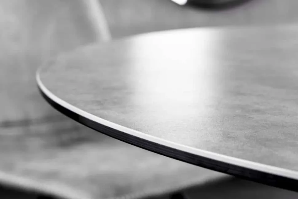 Runder Esstisch ALPINE 120cm anthrazit Keramik schwarzes Metallgestell