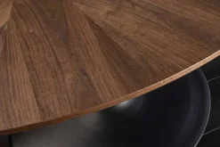 Runder Esstisch ATELIER 120cm braun Walnuss schwarzer Metall Säulenfuß