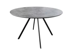 Runder Esstisch ATELIER 120cm grau Beton-Design schwarz Metall