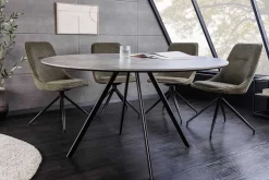 Runder Esstisch ATELIER 120cm grau Beton-Design schwarz Metall