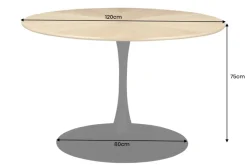 Runder Esstisch ATELIER 120cm natur Eiche schwarz Metall Säulenfuß