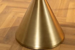 Runder Esstisch ELEGANCIA 130cm weiß Marmor gold Metall mit Säulenfuß