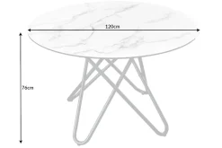Runder Esstisch ELLIPSE 120cm Marmor weiß Keramik made in Italy Hairpin Legs
