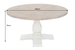 Runder Esstisch HAMPTONS 140cm hellbraun creme recycelte Pinie Massivholz