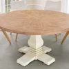 Runder Esstisch HAMPTONS 120cm hellbraun creme recycelte Pinie Massivholz