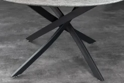 Runder Esstisch HELIX 120cm grau Beton-Design schwarze Metallbeine Sterngestell