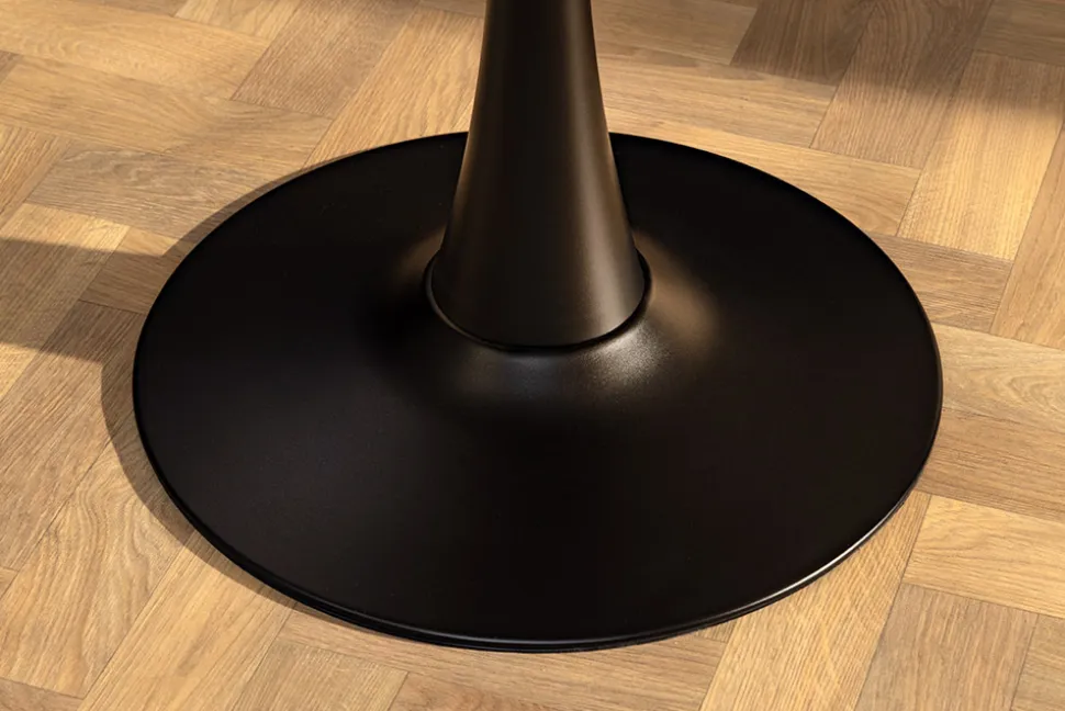 Runder Esstisch LYON 80cm anthrazit Marmor Keramik Bistrotisch schwarzer Säulenfuß