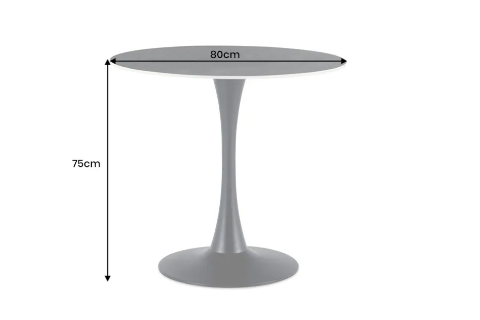 Runder Esstisch LYON 80cm anthrazit Marmor Keramik Bistrotisch schwarzer Säulenfuß