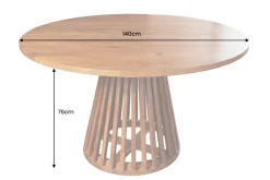 Runder Esstisch MAISON JADE 140cm natur Akazie Massivholz Säulenfuß