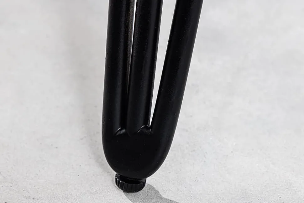 Runder Esstisch SCORPION 80cm grau Mangoholz massiv schwarze Metallbeine Hairpin Legs