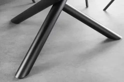 Runder Esstisch SPIN 150cm weiß mit 360° drehbarer Servierplatte Marmor Keramik schwarz