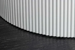 Runder Esstisch UNIQUE 120cm weiß Keramik mit Säulenfuß
