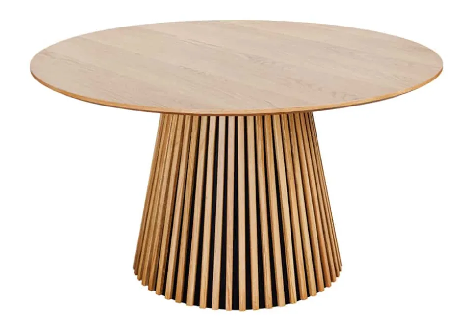 Runder Esstisch VALHALLA WOOD 120cm natur Eichenholz Säulenfuß