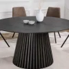 Runder Esstisch VALHALLA WOOD 120cm schwarz Eichenholz Säulenfuß