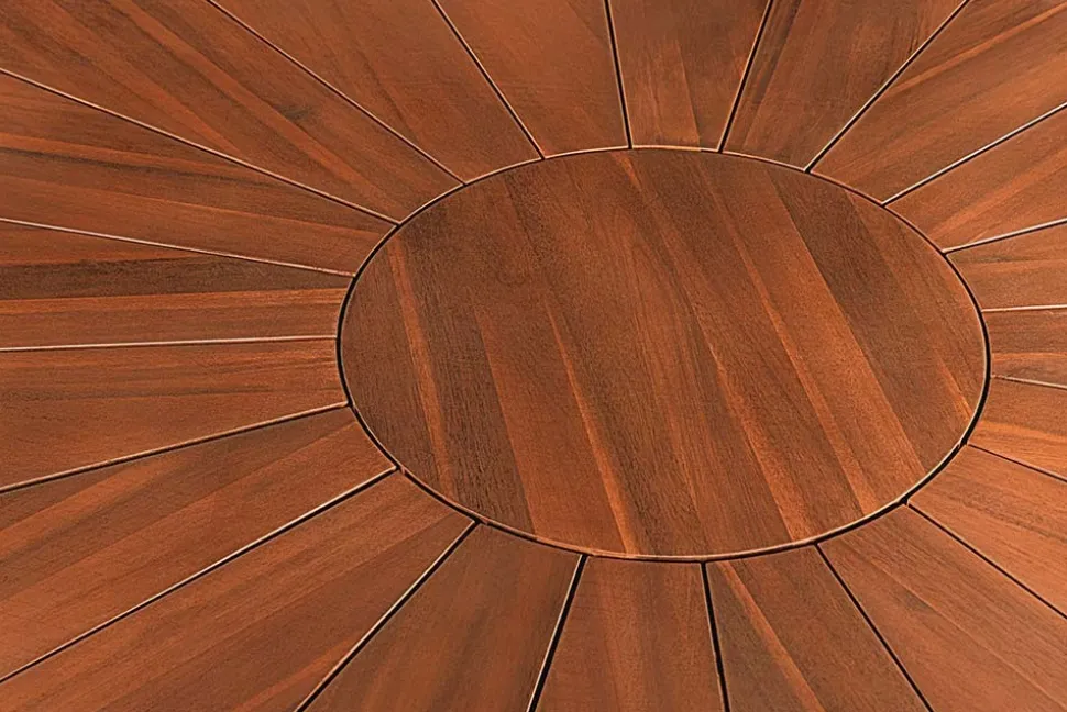 Runder Gartentisch KOPENHAGEN 140cm braun Akazienholz honey finish wetterfest
