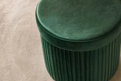 Runder Hocker ÉLAN 40cm grün Samt faltbar mit Stauraum