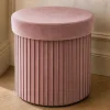Runder Hocker ÉLAN 40cm rosa Samt faltbar mit Stauraum