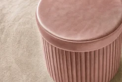 Runder Hocker ÉLAN 40cm rosa Samt faltbar mit Stauraum