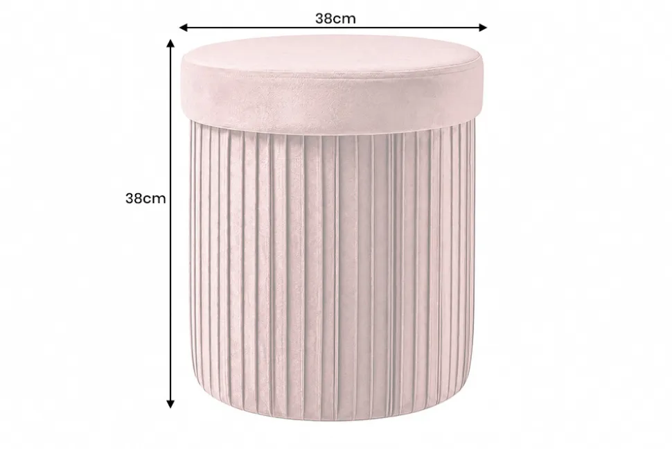 Runder Hocker ÉLAN 40cm rosa Samt faltbar mit Stauraum