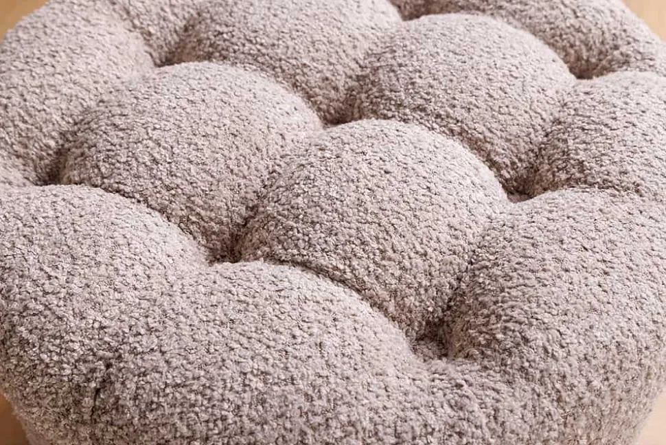 Runder Hocker MODERN BAROCK 50cm champagner Bouclé mit Stauraum