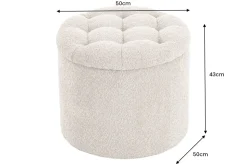 Runder Hocker MODERN BAROCK 50cm champagner Bouclé mit Stauraum
