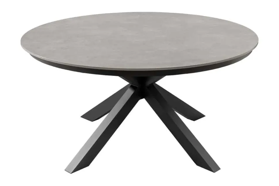 Runder In- und Outdoor Esstisch GALAXY 120cm graphit Keramik anthrazit Aluminium Gartentisch