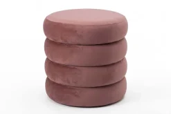 Runder Polsterhocker VOGUE 40cm rosa Samt mit Stauraum