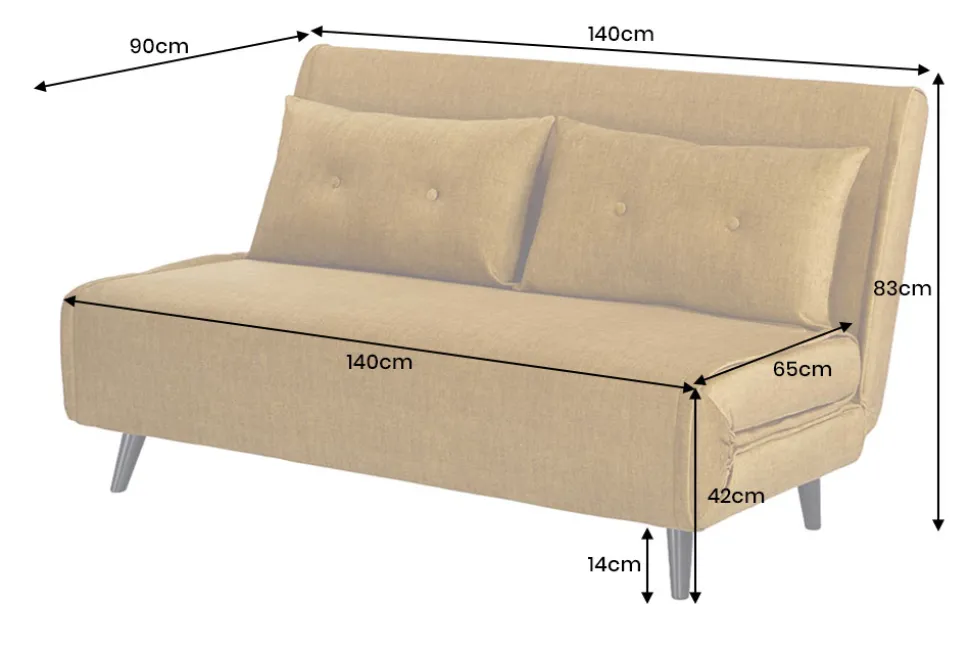 Schlafsessel SMART MULTIFUNCTION 140cm senfgelb Vogue Seiden Samtstoff