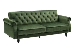 Schlafsofa MAISON BELLE AFFAIRE 220cm moosgrün Vogue Seiden Samtstoff 3-Sitzer
